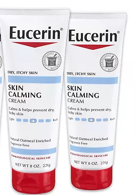Eucerin Skin Calming Cream Lotion Fragrance Free Calms Dry Itchy Skin 8oz(2pk) • $14.99