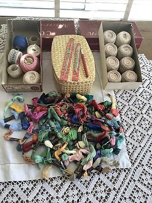 £7 • Buy Lot Of Vintage Sewing Haberdashery, Crochet Cotton, Silks X 60