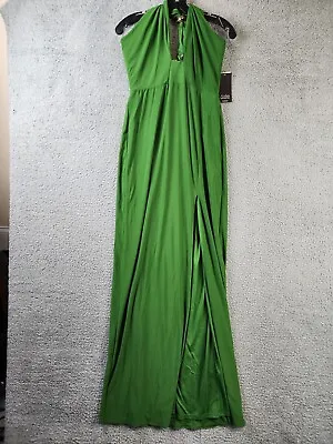 Aidan AIDAN MATTOX Halter Neck Dress Women's 6 Green Solid Back-zip Sleeveless • $85.06