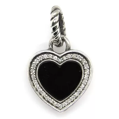 David Yurman 925 Sterling Silver Cable Heart Charm With Black Onyx And Diamonds • $400