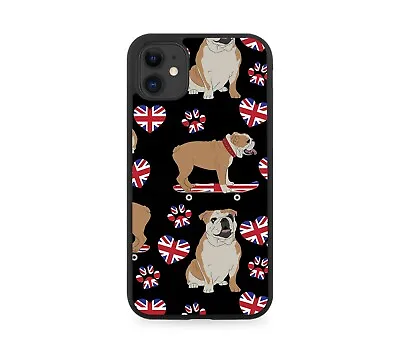 British Bulldog Rubber Phone Case Bull Dog UK Union Jack Flag Dogs Silicone E898 • £15.90