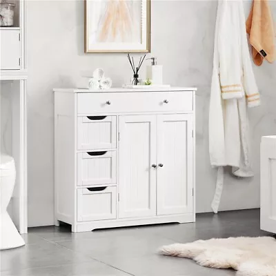 Free-Standing Floor Cabinet Practical Storage Cabinet With 4 Drawers & 2 Doors • $115.99