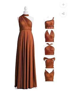 Burnt Orange Multiway Infinity Maxi Dress Bridesmaid/Evening • £30