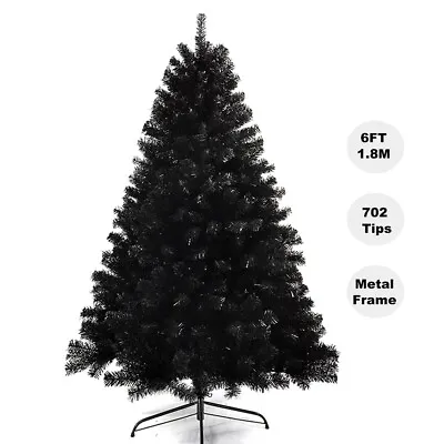 Black Christmas Tree 6FT 1.8M Lush 702 Tips Metal Stand Frame Easy Assembly • $199.99