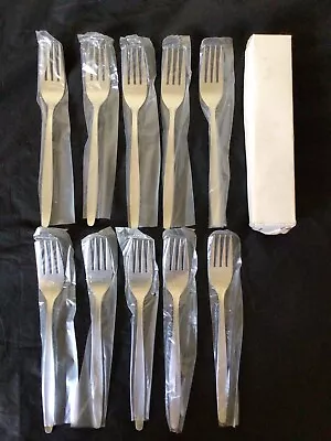 VINTAGE New Old Table Forks Korea Stainless Steel X 10 Monogram Pattern 2370 • £15