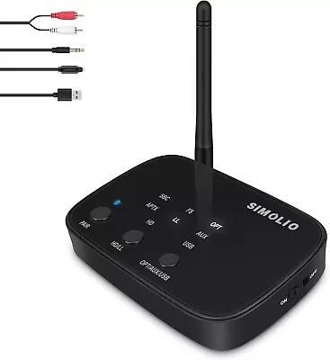 SIMOLIO Bluetooth 5.0 Transmitter For TV AptX Low Latency & AptX HD... • £20
