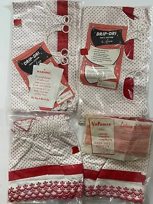 Vintage Swiss Dot Cafe Curtains Valences Red White New In Pkg Cotton 28x36 • $65