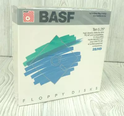 10 Pack 5.25  5 1/4 Floppy Disks BASF High Density 2S / HD NEW SEALED • $7.24