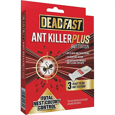 Deadfast Ant Killer Plus Bait Station (3 X 4g) Kill Ants & Colony Pest Control • £6.99