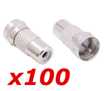 100 Pack RCA Female Jack To F-Type Male Plug Coax Adapter Radio Connector RG59/6 • $48.95