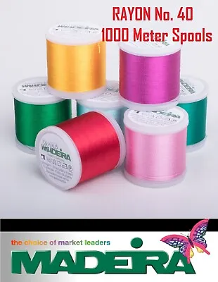 MADEIRA Rayon No.40 Machine Embroidery Thread - 1000m Spool - Multiple Colours • £5.99