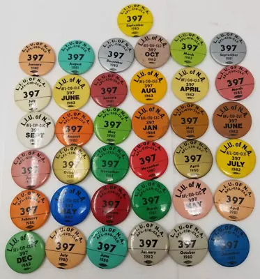 Buttons Laborers' International Union Of North America 1980s Set Of 37 Pinbacks • $24.95