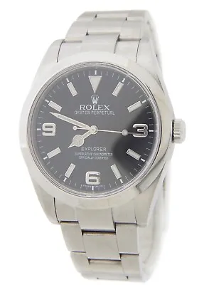 Rolex Explorer 39mm Mens Stainless Steel Watch Black Arabic Dial 214270 • $14820.34