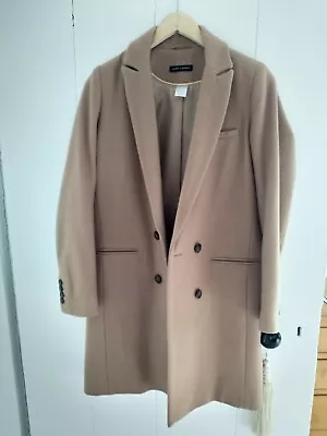 Laura Clement Wool Blend Crombie Camel Coat Size 8 • £44.99