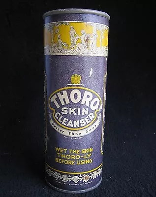 VTG Thoro Skin Cleanser Tin Can - Rustic Aged Refillable Dispenser Metal Bath Rx • $24.95