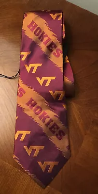 NWT! RARE! Virginia Tech Hokies Mens Striped Necktie Neck Tie Orange/Maroon • $14.50