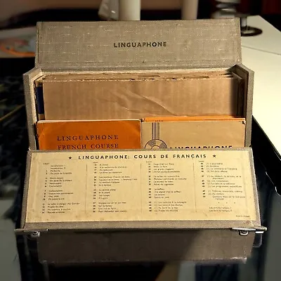 1950’s Linguaphone French Audio Teaching Course With 45 RPM LP Records And Case • £16.99