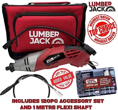 Lumberjack Rotary Multi Tool With LED Light Flexi Shaft And 120Pc Accessory Kit • £29.99