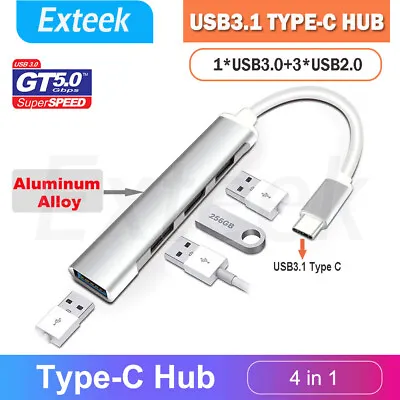 $6.95 • Buy USB C HUB 3.0 Type C 4-Port Multi-Splitter OTG Adapter For PC Android Laptop Mac
