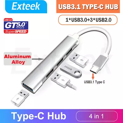 USB C HUB 3.0 Type C 4-Port Multi-Splitter OTG Adapter For PC Android Laptop Mac • $6.95