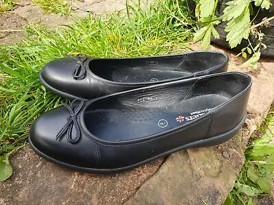 Ladies Padders Slip On Shoes Roxy Black Leather Size 7 E Ballerina • £9.99