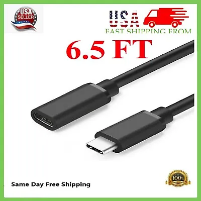 1.3/3.25/6.5 Feet Type C USB 3.1 Male To USB-C Female Extension Data Cable Black • $4.90