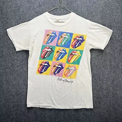 Vintage Rolling Stones Shirt Mens XL White 80s Band Tee Steel Wheels 1989 Rock • $69.95