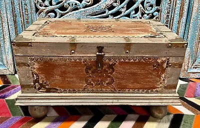 Handmade Indian Storage Trunk Treasue Chest Furniture Home And Living.  • £160