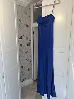Beautiful Amanda Wakeley Floor Length Gown Blue Size 10 Silk RRP £800 • £75