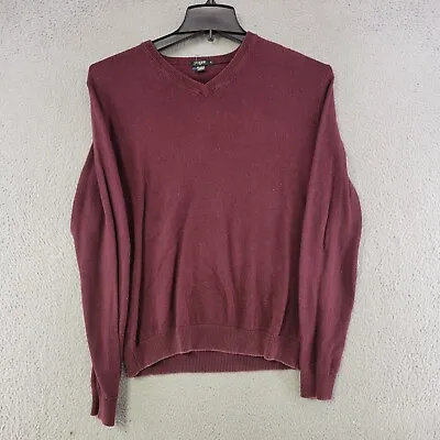 J Crew Sweater Mens S Small Dark Red Pullover V Neck Sweatshirt Cashmere Blend • $16.77