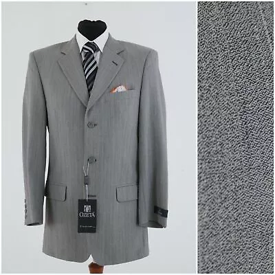 Mens Vintage Sport Coat 40S US Size OZETA Striped Grey Wool Blazer Jacket • $49.99