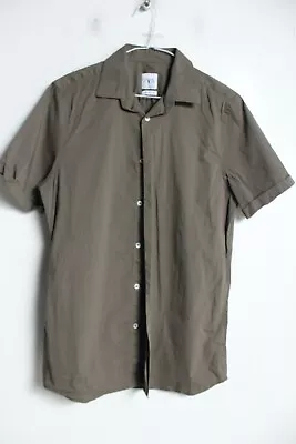 Zara Mens Short Sleeve Shirt - Khaki - Size M Medium Slim Fit  (e18)   • £3.99