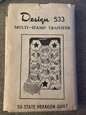 Quilt Embroidery Transfer Hexagon 50 States 533 Sewing Pattern Mail Order Uncut • $14.99