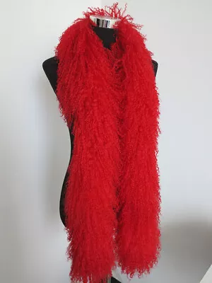 100% Real Mongolia Lamb Fur Scarf /fur Collar/ Fur Neck Wrap/ Women Red Cape   • $42