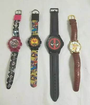 Lot Of 4 Kids Watches -SUPERMAN Deadpool Tiger Monster High • $29.97