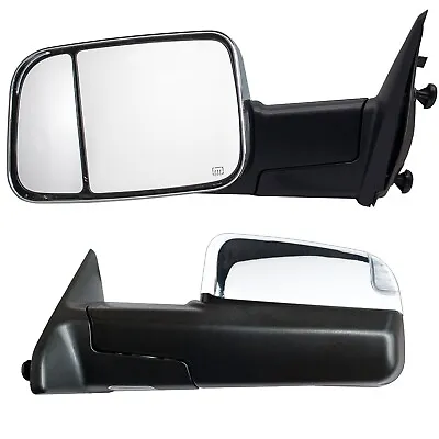 Towing Mirrors Fit 2015 2016 2017 2018 Ram 1500 2500 Power Heated Sensor Chrome • $168.01