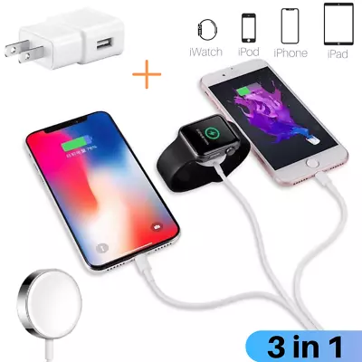 3 In 1 USB Magnetic Charging Cable For Apple IPhone Watch Series 1 2 3 4 Charger • $7.88