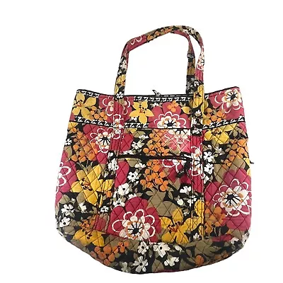 Vera Bradley Bittersweet Purse Floral Tote Bag Quilted Fabric Pink Black SEE • $29.99