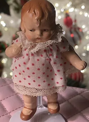 3.5” Antique German Mignonette Dollhouse Doll Super Cute Face • $50