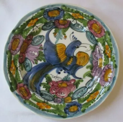 Hand Painted Skyros Greece Blue Bird 6-3/4  Greek Pottery Display Plate #1 • $14.24
