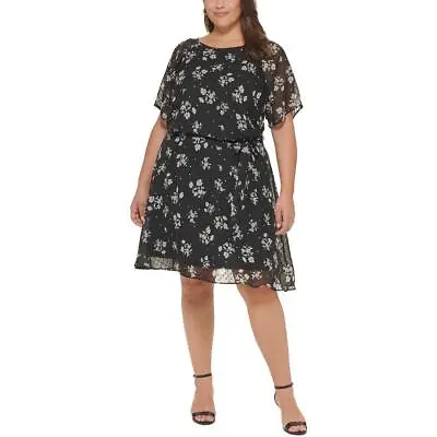 DKNY Womens Chiffon Floral Cocktail Fit & Flare Dress Plus BHFO 2747 • $12.99