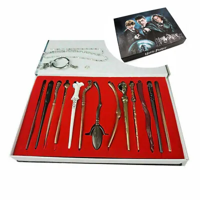 13Pcs Harry Potter  Series Cosplay Wands Necklace Sets Halloween Kid Gifts Box • $17.29