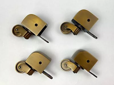 Brass Square Cup Caster For Furniture 2 X 3 Inch Lot Of 4 • $42