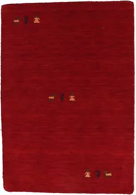 $94.94 • Buy Gabbeh Red Tribal Pictorial 2X3 Modern Rug Plush Wool Kids Room Decor Carpet