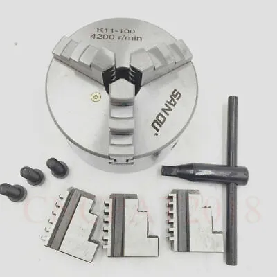 3 Jaw Lathe Chuck 4  Self-Centering 100MM Chuck 3-jaw Harden Steel W/ Extra Jaws • $235.39