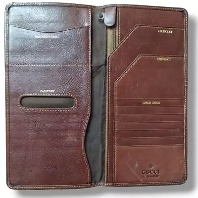 Vintage GUCCI Italy Leather Passport Holder Travel Wallet • $368.74
