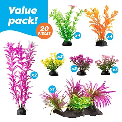$14.99 • Buy 20 Pack Color Realistic Decorative Aquarium Fish Tank Ornament Plastic Plants