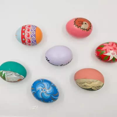 Vintage Lot Of 7 Hand Painted Ceramic Easter Eggs Multi-Color Kitschy • $14.77