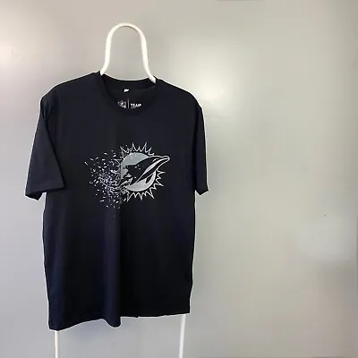 USA Fanatics NFL Miami Dolphins Shatter Graphic Print T-Shirt Black Large BNWT • £29.99