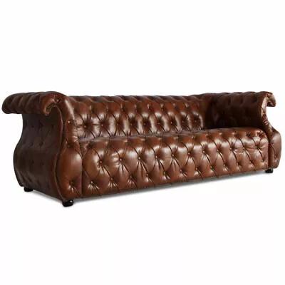 MarquessLife 100% Genuine Handmade Antique Aged Leather Tufted Couch 3 Seater • $3998.41